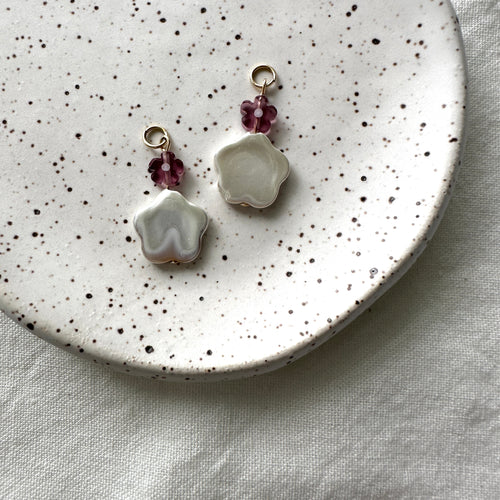 mother of pearl flower charms (hoops not included)