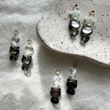 Load image into Gallery viewer, vintage space cat charms (hoops not included)