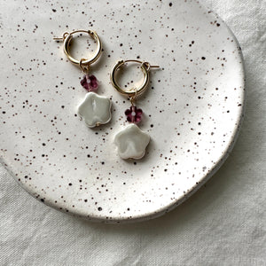 mother of pearl flower charms (hoops not included)