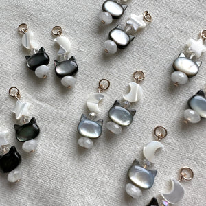 moonstone cat charms (hoops not included)