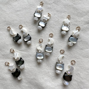 moonstone cat charms (hoops not included)