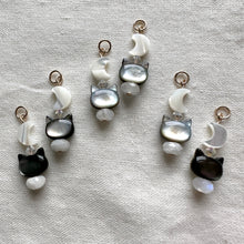 Load image into Gallery viewer, moonstone cat charms (hoops not included)