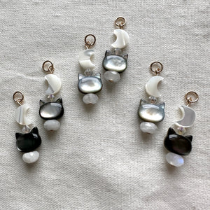 moonstone cat charms (hoops not included)