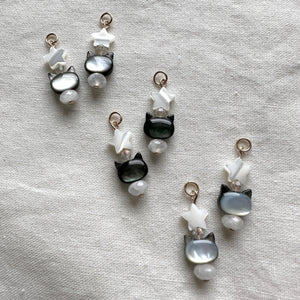 moonstone cat charms (hoops not included)