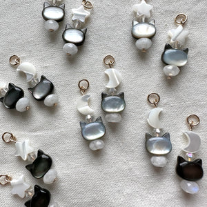 moonstone cat charms (hoops not included)