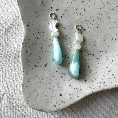 moonstone charms (hoops not included)