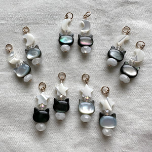 moonstone cat charms (hoops not included)