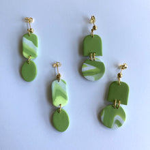 Load image into Gallery viewer, Avocado Marble Dangles